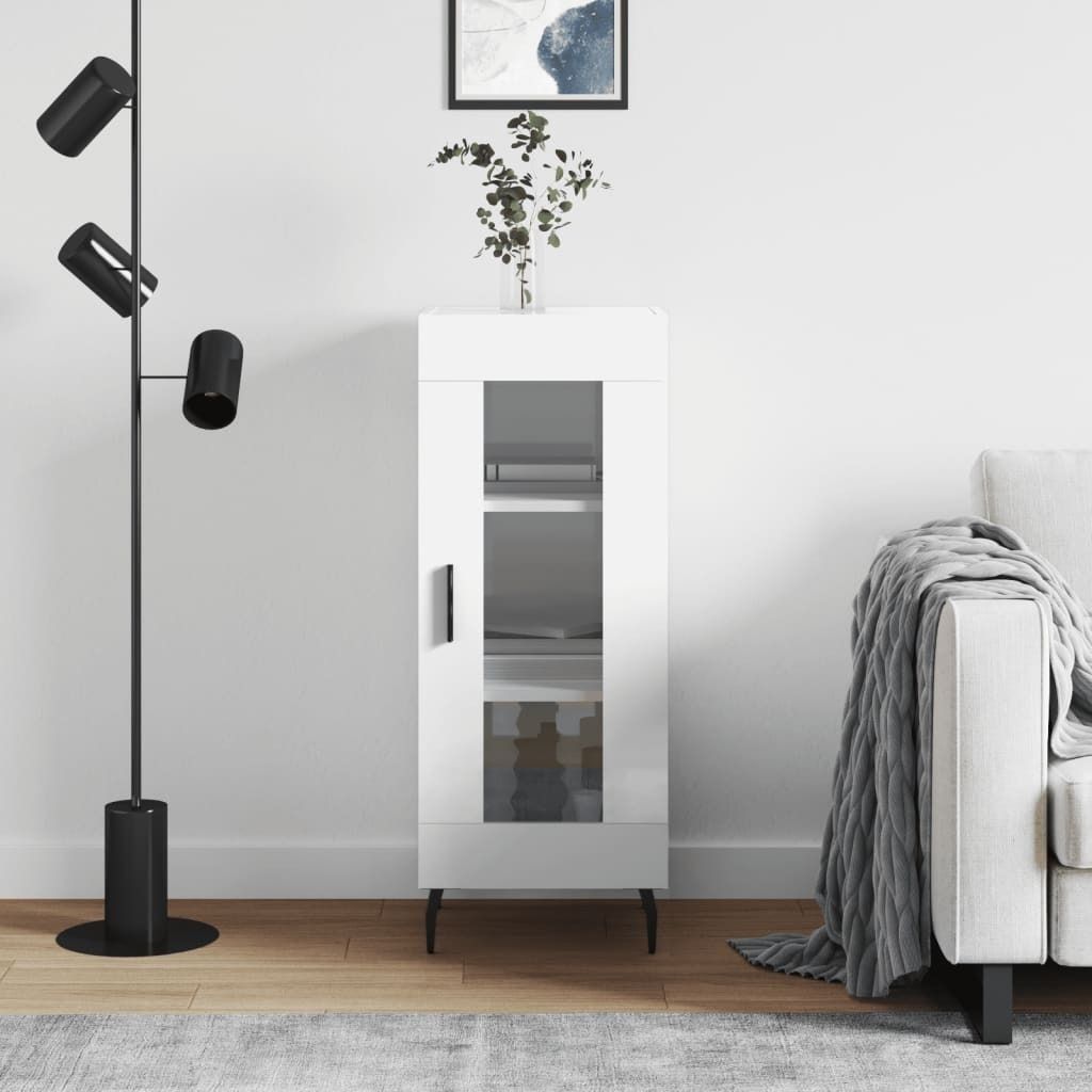 The Living Store Sideboard Hochglanz-Weiß 34,5x34x90 cm Holzwerkstoff