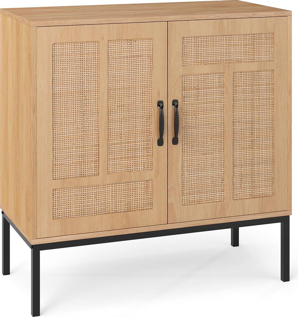 COSTWAY Sideboard Rattan Aufbewahrungsschrank, Boho Buffet Produktbild 