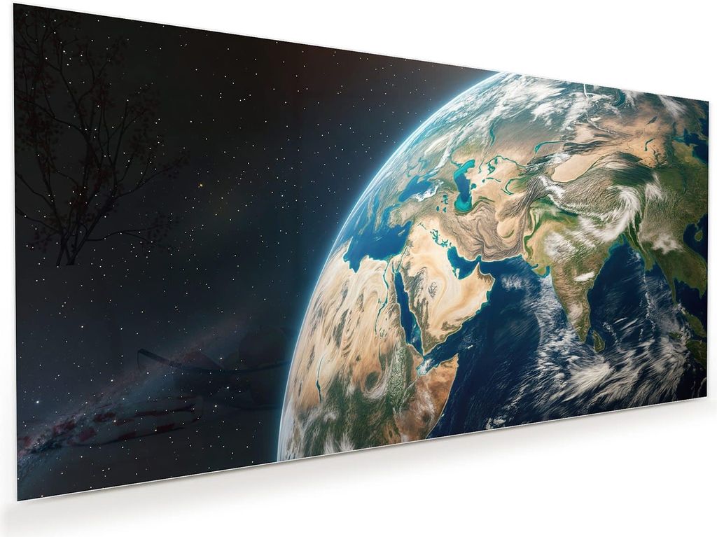 Glasbild 120x60cm in XXL für Wohnzimmer, Schlafzimmer Motiv Erde aus dem All