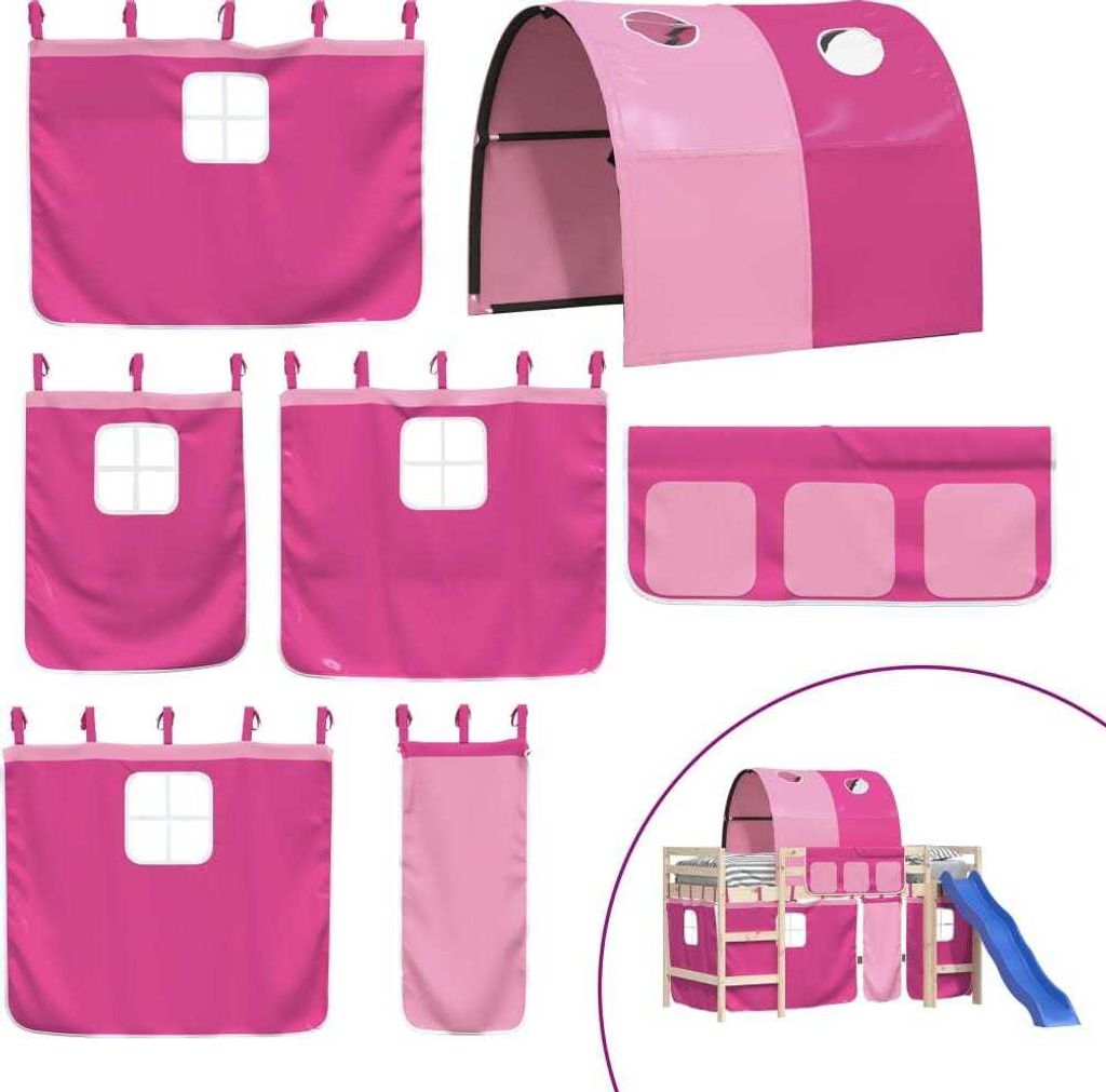 Vorhänge für Hochbett mit Tunnel Rosa Polyester