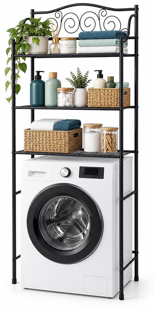Étagère Relaxdays pour lave-linge, 3 niveaux, en métal, à Image du produit  Image générée par une IA