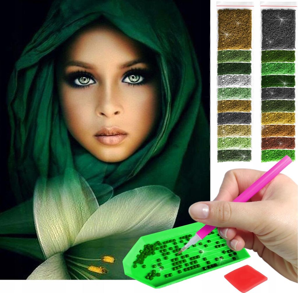 ARTULIO - Diamond Painting Set - Frauenporträt in Grün - 40 Produktbild 