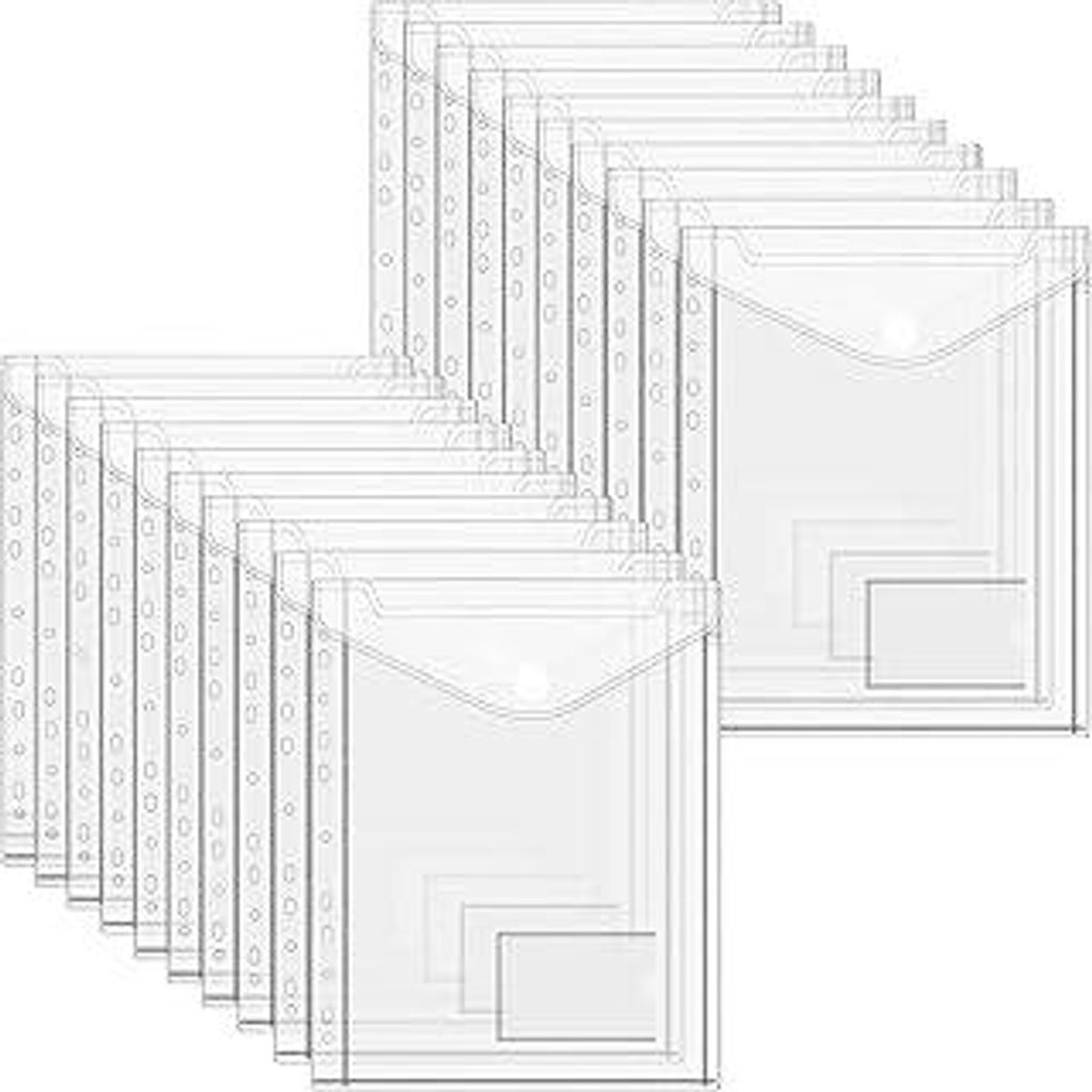 Donken Dokumententasche A4, 20 Stück Dokumentenmappe A4 zum Abheften mit Druckknopf, Sichttasche Brieftaschen für Organisieren mit 11 Lochrand un...