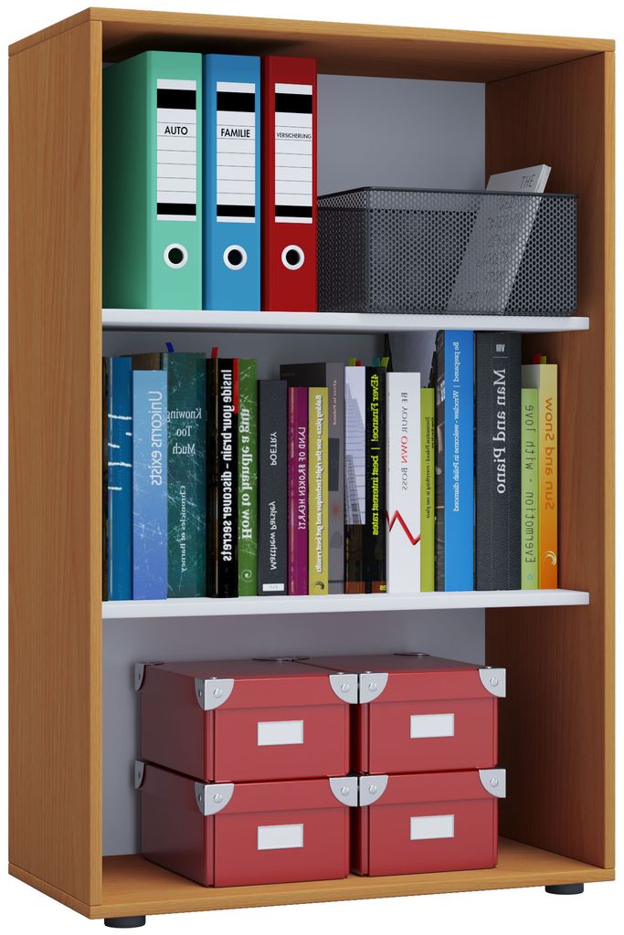 VCM Holzregal stehend | platzsparender Aktenschrank | Maße ca. B. 70 x H. 111 x T. 37 cm | Elegantes Regal stehend | Büroregal – Lona 3f