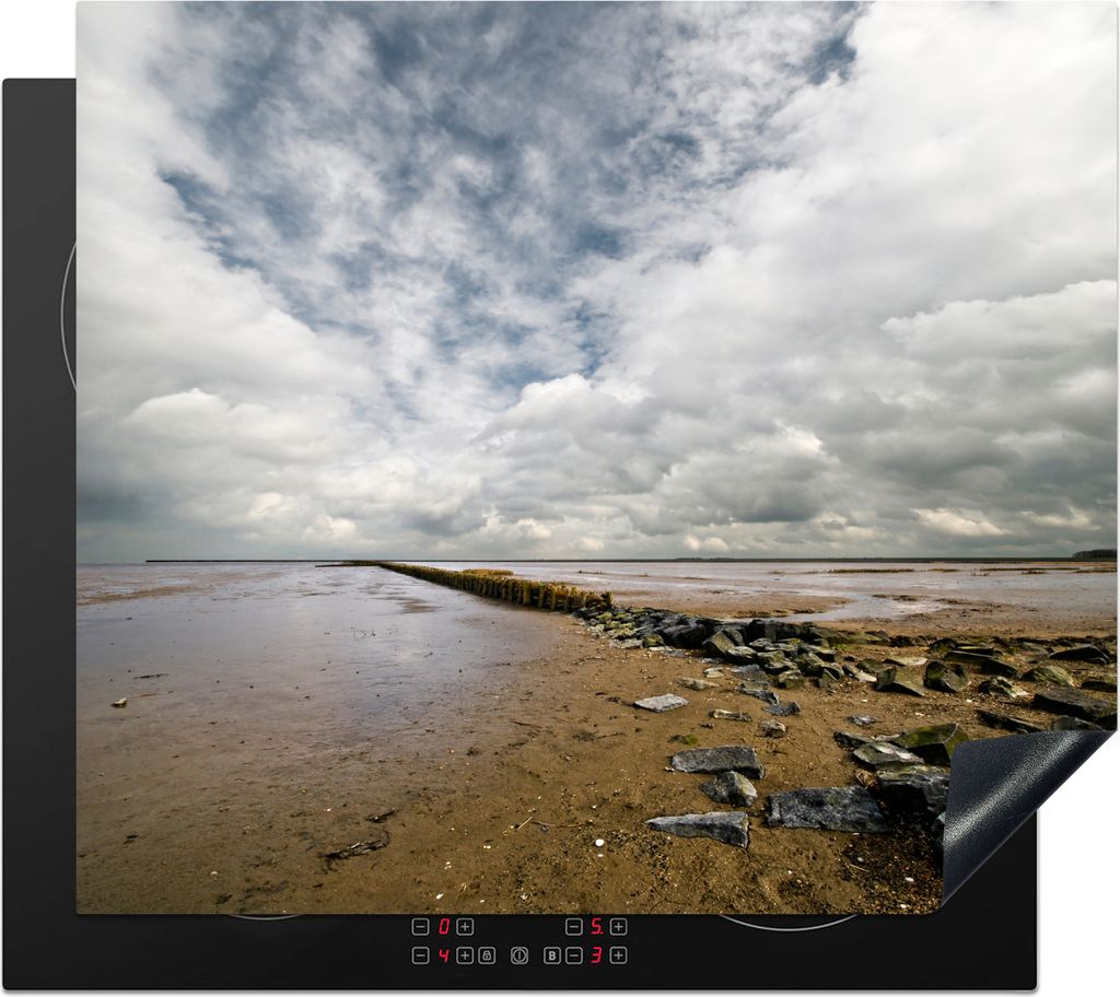 KitchenYeah Herdabdeckplatte Stein - Meer - Friesische Inseln , 58x51cm, Küche Deko, Glaskeramikfeld Herdabdeckung, Abdeckplatte fùr Kochfeld