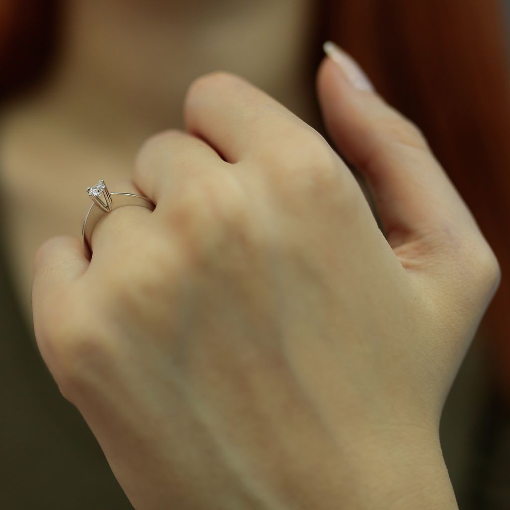 0,19 Carat Solitär Diamantring 14 Karat Weißgold - 52 (16,50 mm)