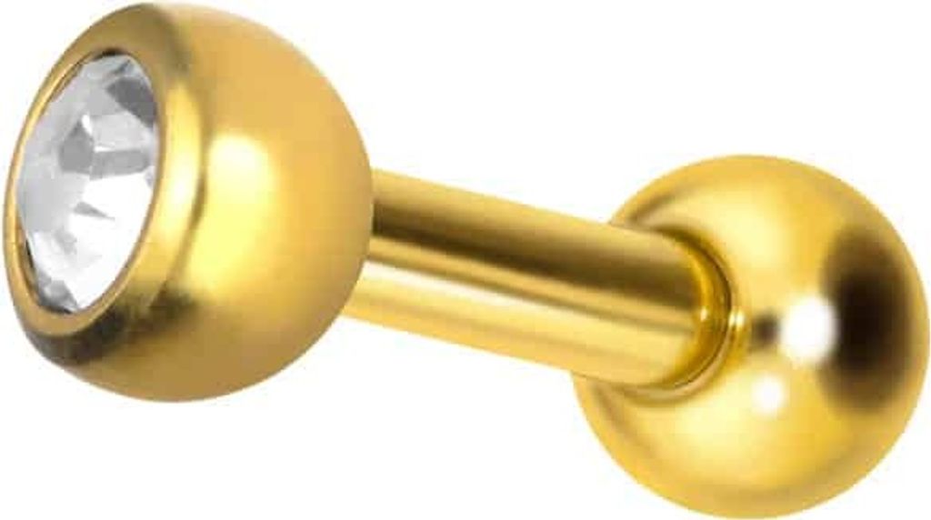 Ohrpiercing Titan Ohrpiercing mit Innengewinde KRISTALL Gold Stablänge: 6mm | Kugelgröße: 3mm