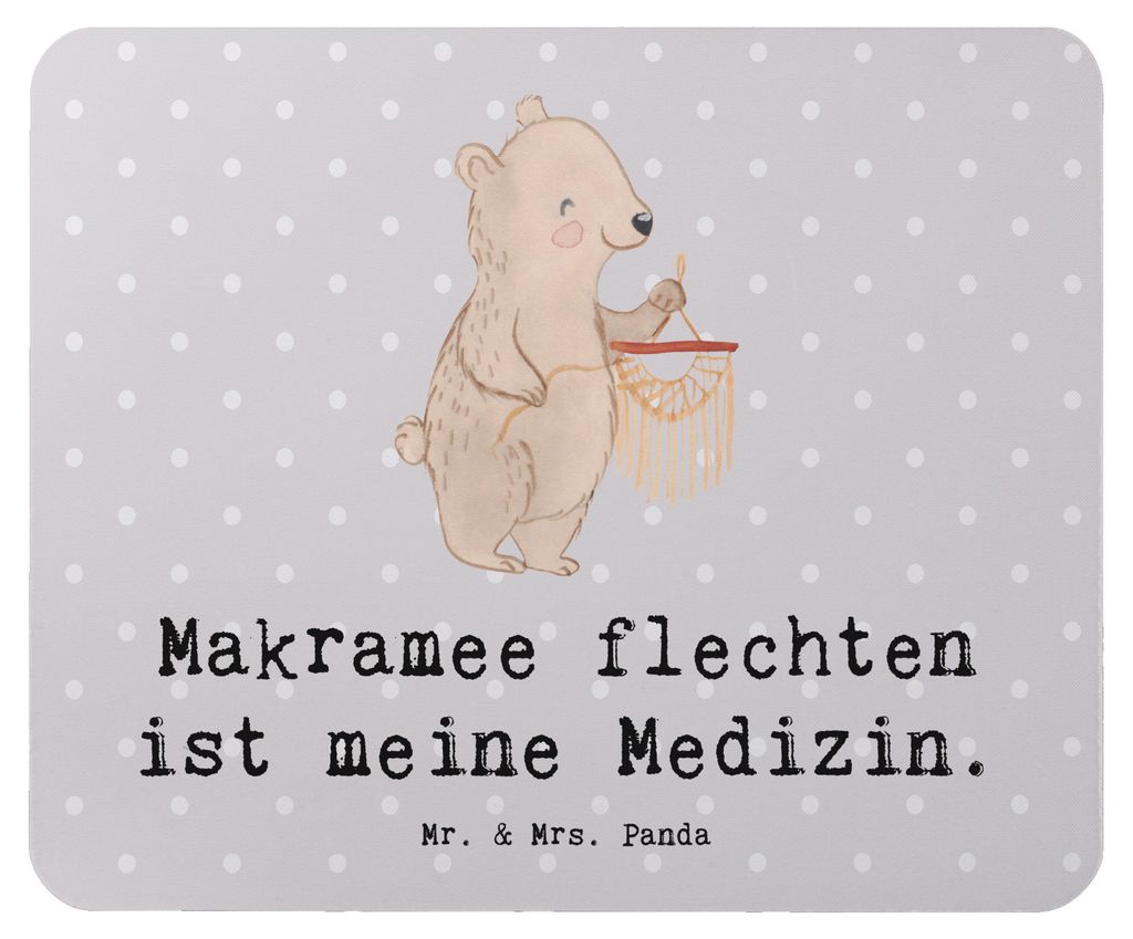 Mr. & Mrs. Panda Mauspad Bär Makramee - Grau Pastell - Geschenk, Basteln, mousematte, computer, Sport, Mousepad, pc mausunterlage, Mouse Pad, mit