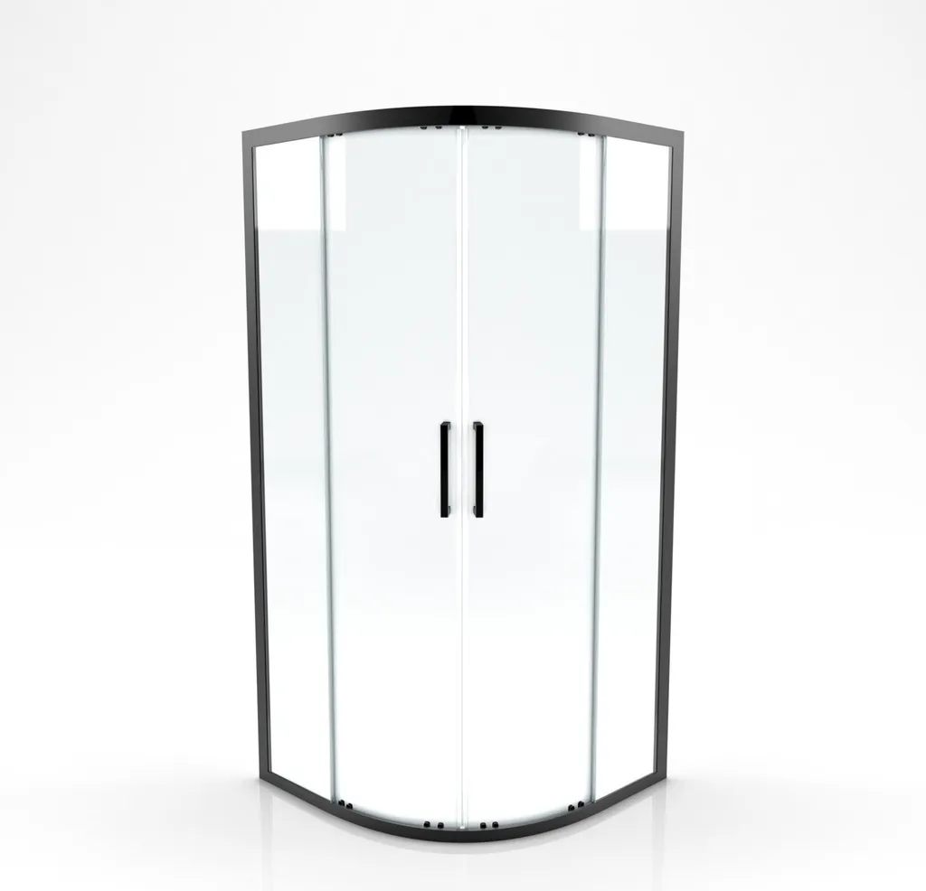 Porte de douche quart de cercle 90x90 cm avec profilé noir mat verre 6mm