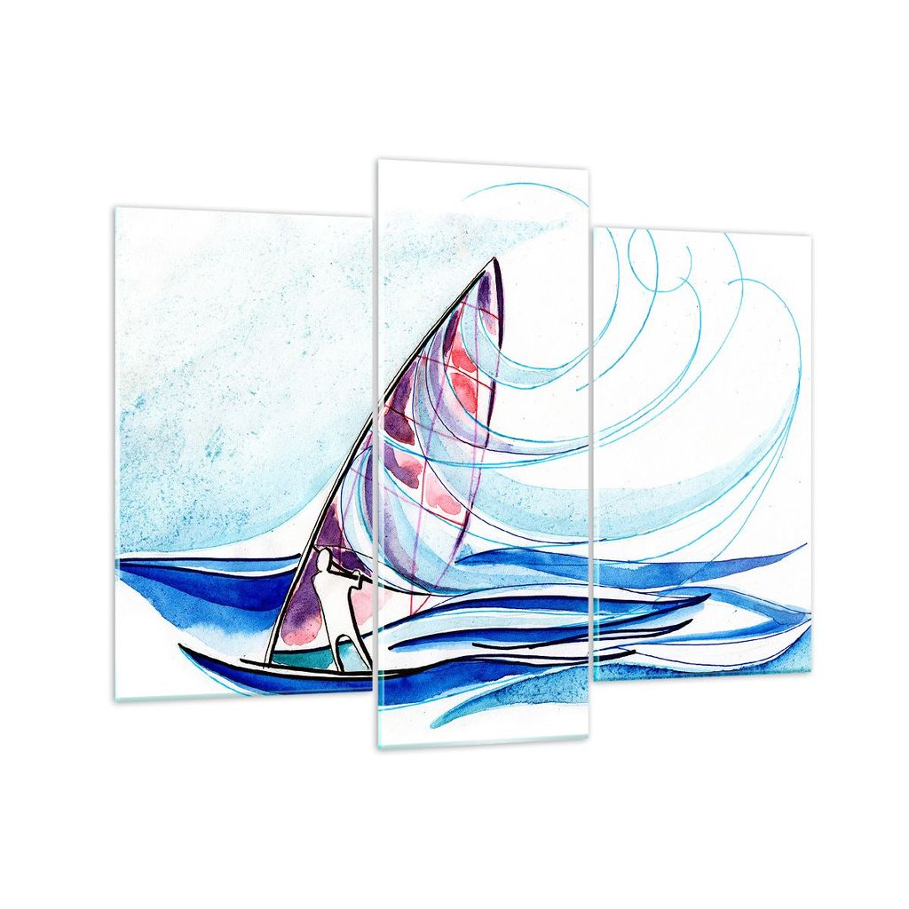 Bilder auf glas - Windsurfen Grafik Illustration Sommer - 130x100cm - Glasbilder - Wandbilder - Kunstdruck - Wanddekoration aus Glas - Glas Bilder ...