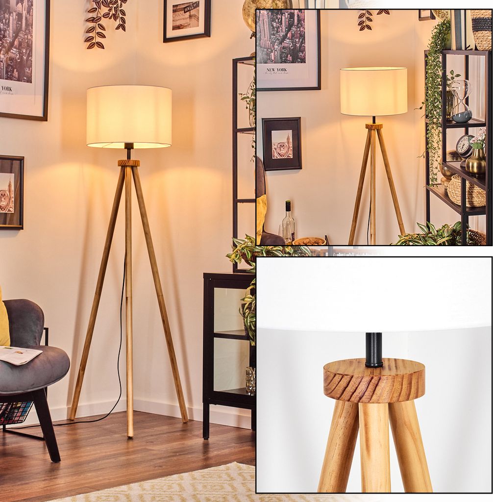 Tubione Stehlampe aus Holz/Metall im skandinavischen Design