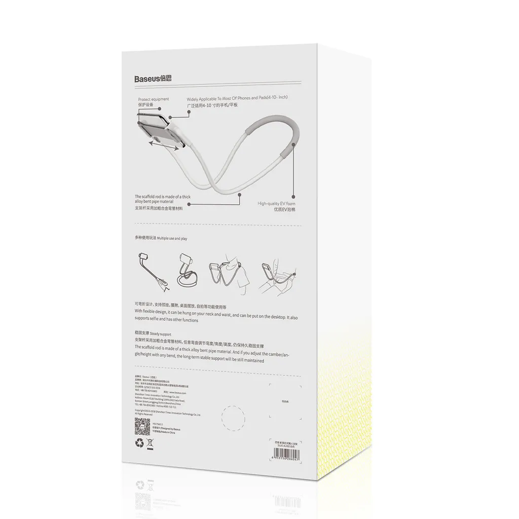 Supporto Baseus per Smartphone da Collo - Video POV e Selfie Bianco - 6