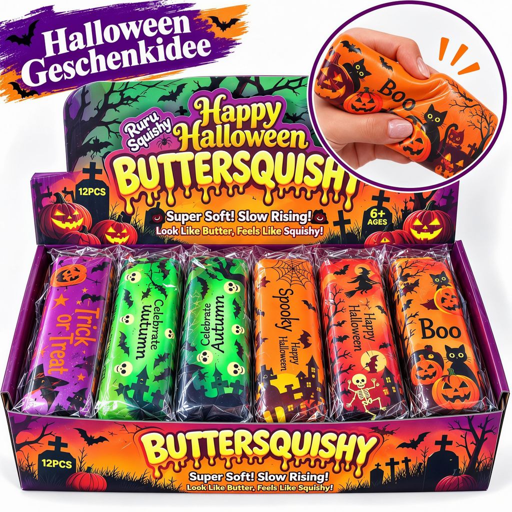 Halloween Butter Squishies, 12er Set Quetschspielzeug, Produktbild 