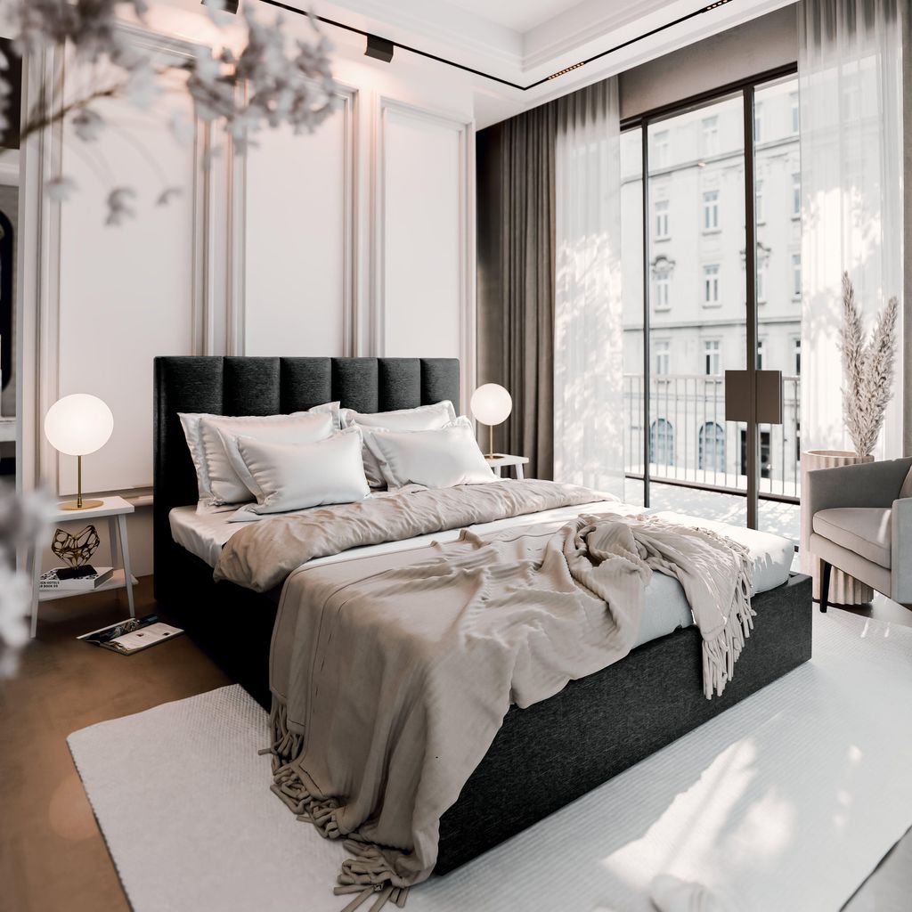 Masseno Polsterbett LURE 160x200 cm, Polsterbett mit Bettkästen -Schwarz, SAWANA 14