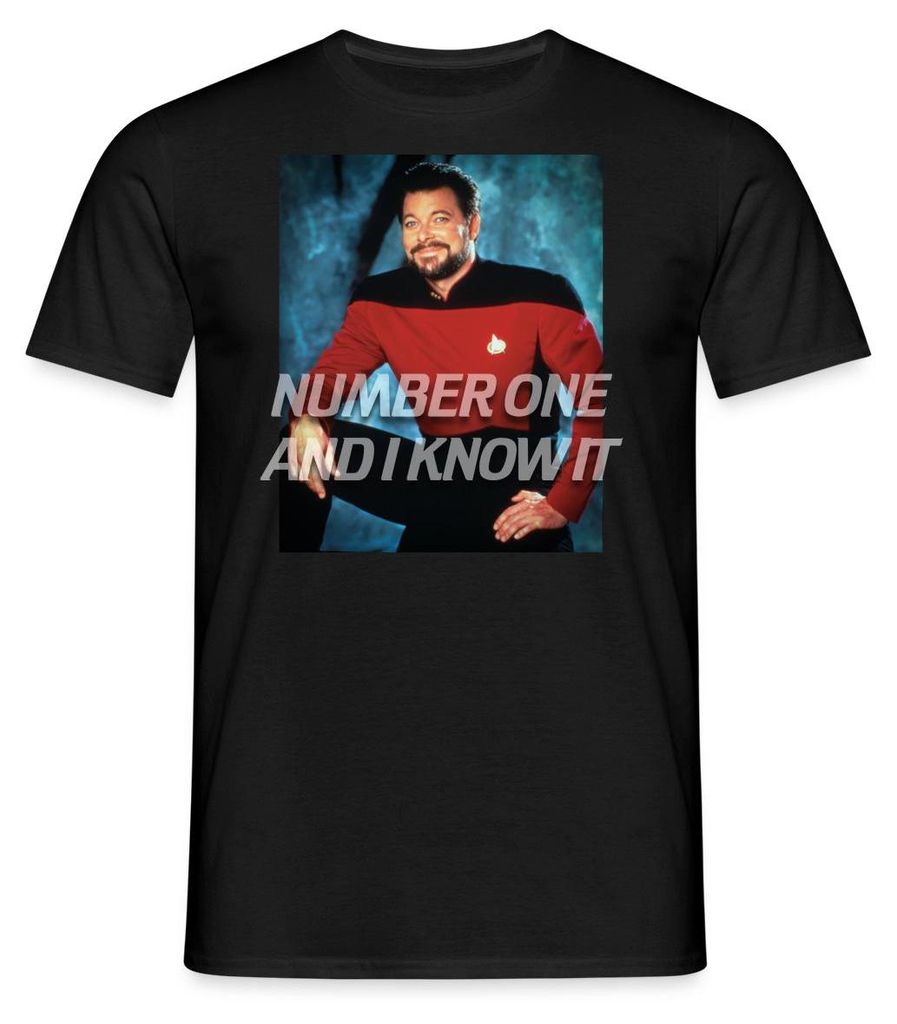 Spreadshirt Star Trek The Next Generation Riker Nummer Eins Männer T-Shirt, S, Schwarz