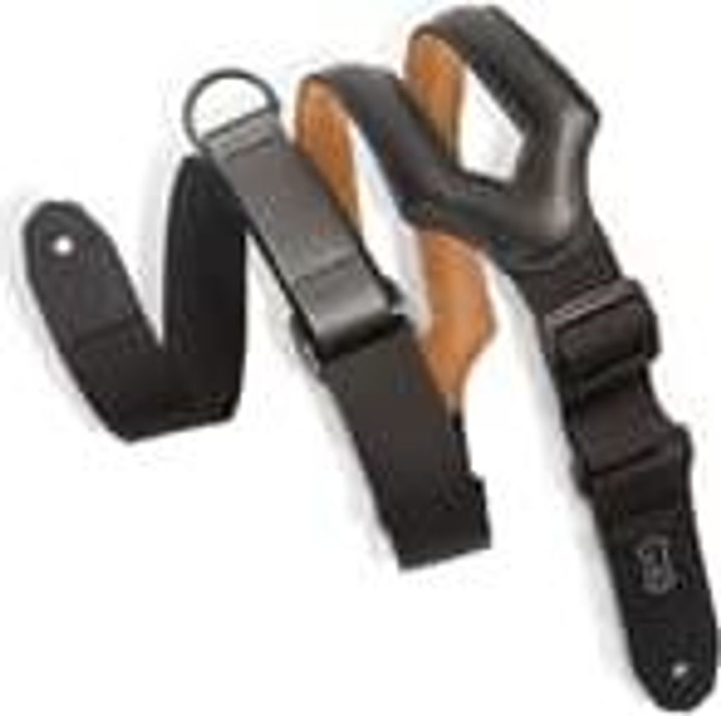 MRHSS-BLK 3" Ergo Garment Leather Guitar Strap Black