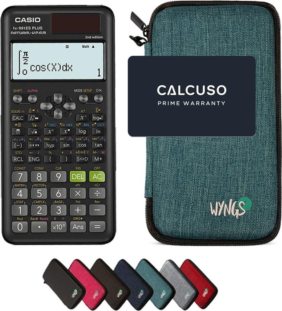 Casio fx-991ES Plus 2nd edition inkl. WYNGS Schutztasche Türkis - Wissenschaftlicher Taschenrechner - Basic Set
