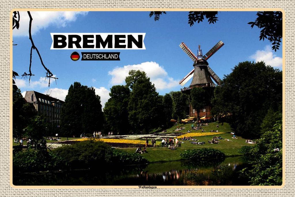 vianmo Holzschild 12x18 cm Bremen Überseestadt Bildmotiv Reisemotiv Abenteuer Reisen