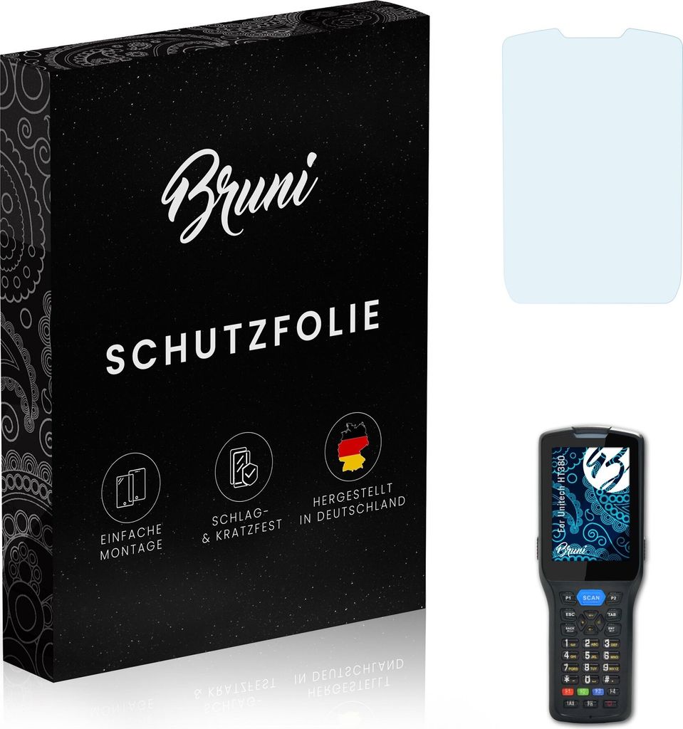Bruni Basics-Clear 2x Schutzfolie kompatibel mit Unitech HT380 Folie