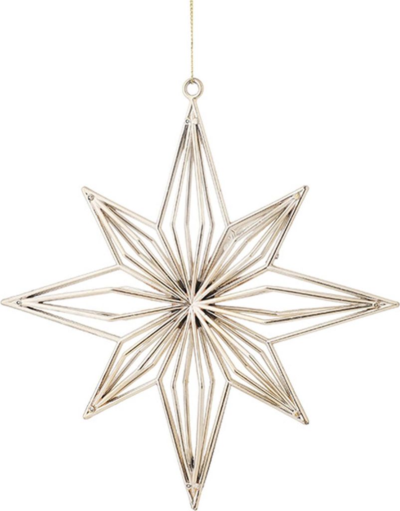 Weihnachtsschmuck aus glitzerndem Kunststoff in Gold: Schneeflocken, Rentiere und Engel zum Aufhängen für den Weihnachtsbaum – Winterdekoration