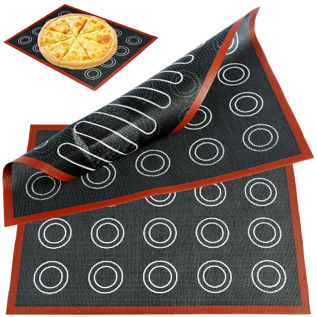 2-teilige Silikon-Backmatte für Macarons, mikroperforierte Silikon-Backmatte für antihaftbeschichtete Öfen, Backzubehör, professionell, wiederv...