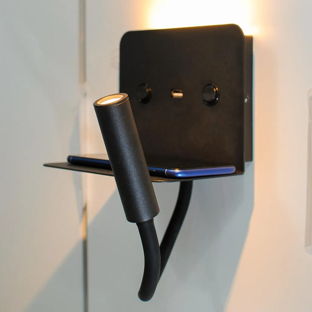 Applique murale gain de place avec liseuse LED et port USB pour smartphone - 3