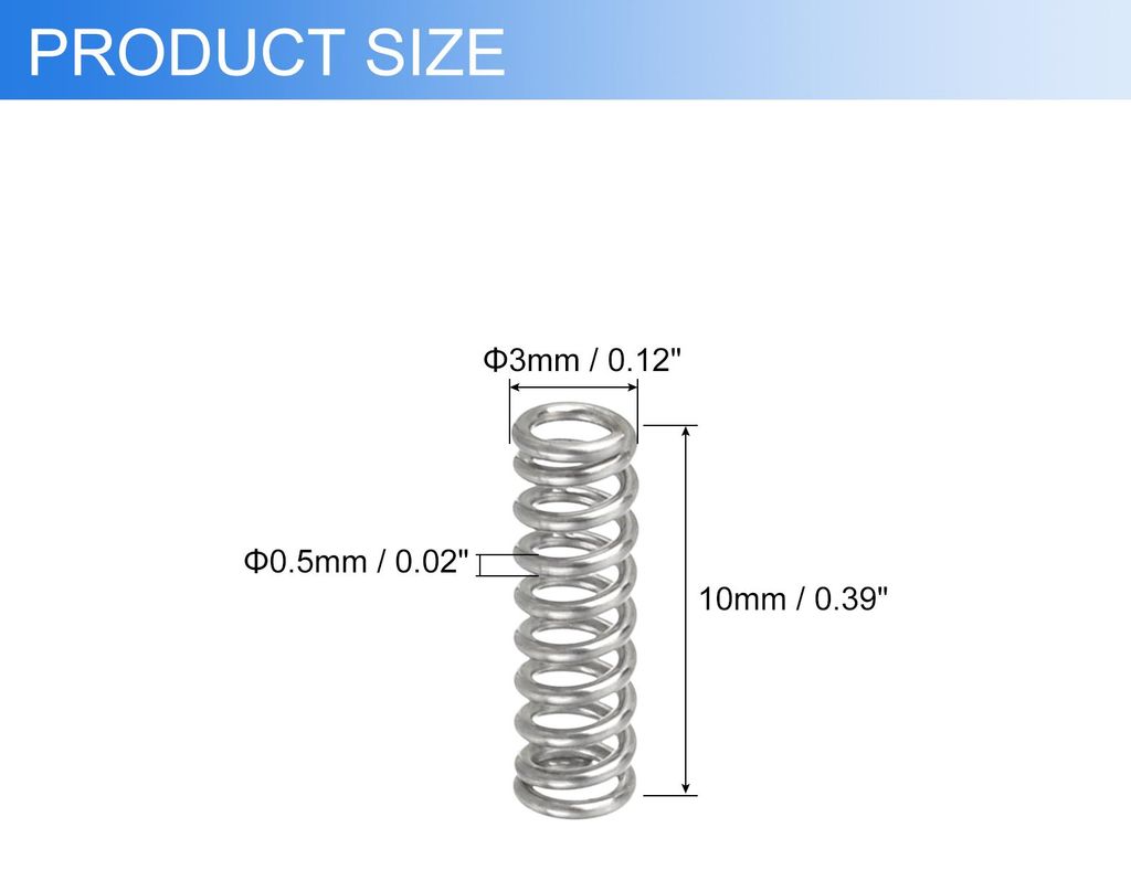 6 Stš¹ck Druckfedern, Edelstahl Spiralfedern, 0,5 mm Draht Dia. x 3 mm Au?en Dia. x 10 mm L?nge Verl?ngerungsfeder Kugelschreiber Druckfedern fš...