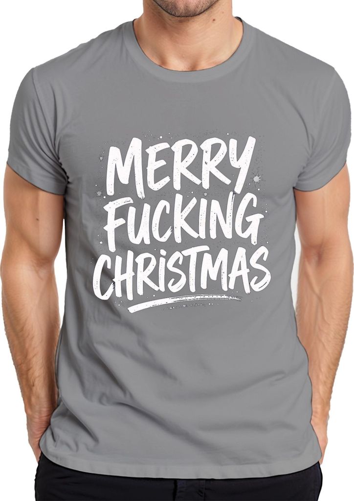 Merry Fucking Christmas Weihnachten frech sarkastisch Geschenk Herren T-Shirt, Grau, S