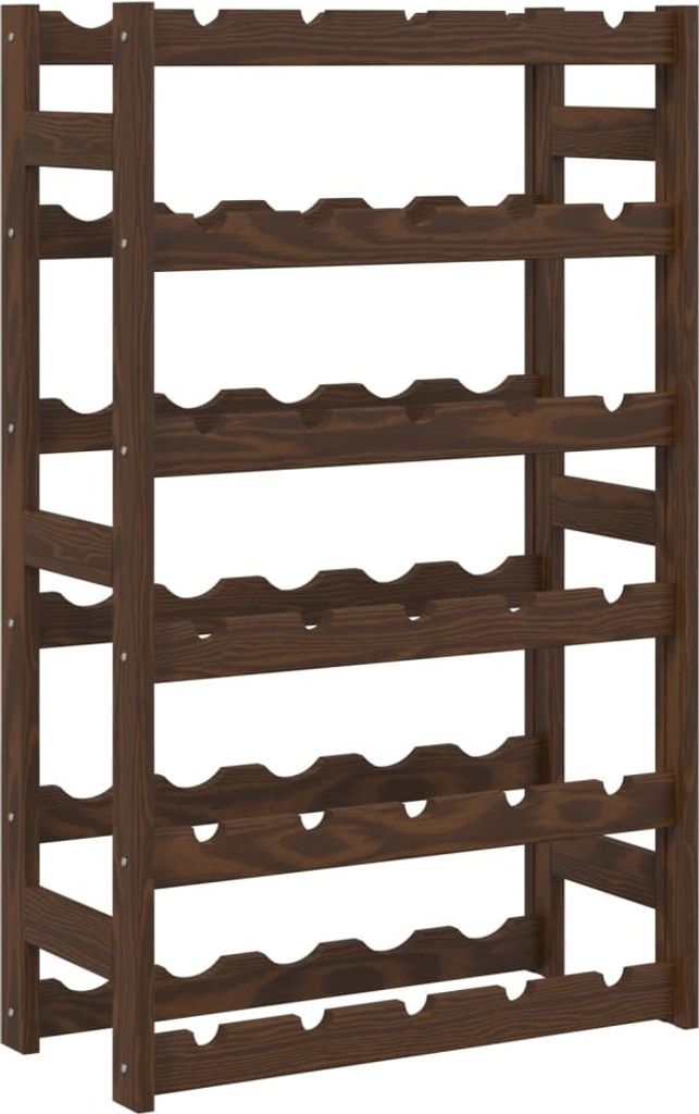 Weinregal für 30 Flaschen Braun Massivholz Kiefer