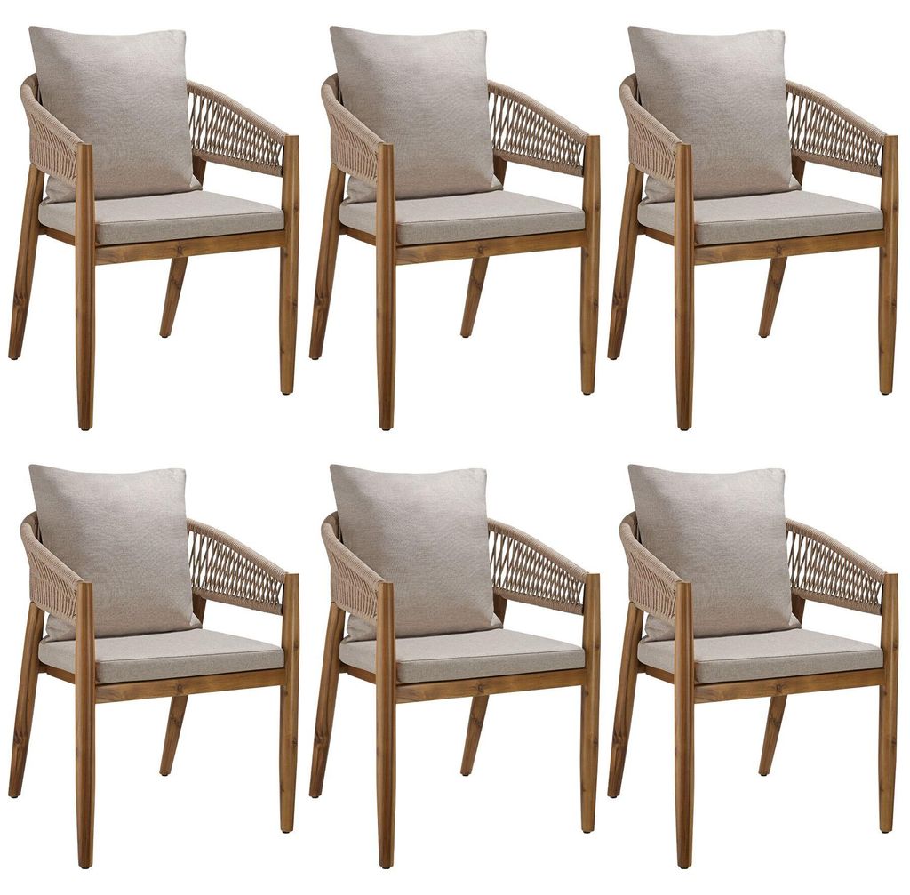 tectake® Gartenstuhl Manacor 6er-Set, 59x58x76,5cm, Produktbild 