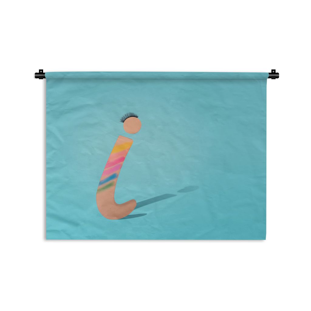 MuchoWow Wandteppich Wandbehang Buchstabe I auf blauem Hintergrund 90x67.5 cm Tapisserie Dekoration Wandtuch - Fototeppich - Wand-Skulpturen