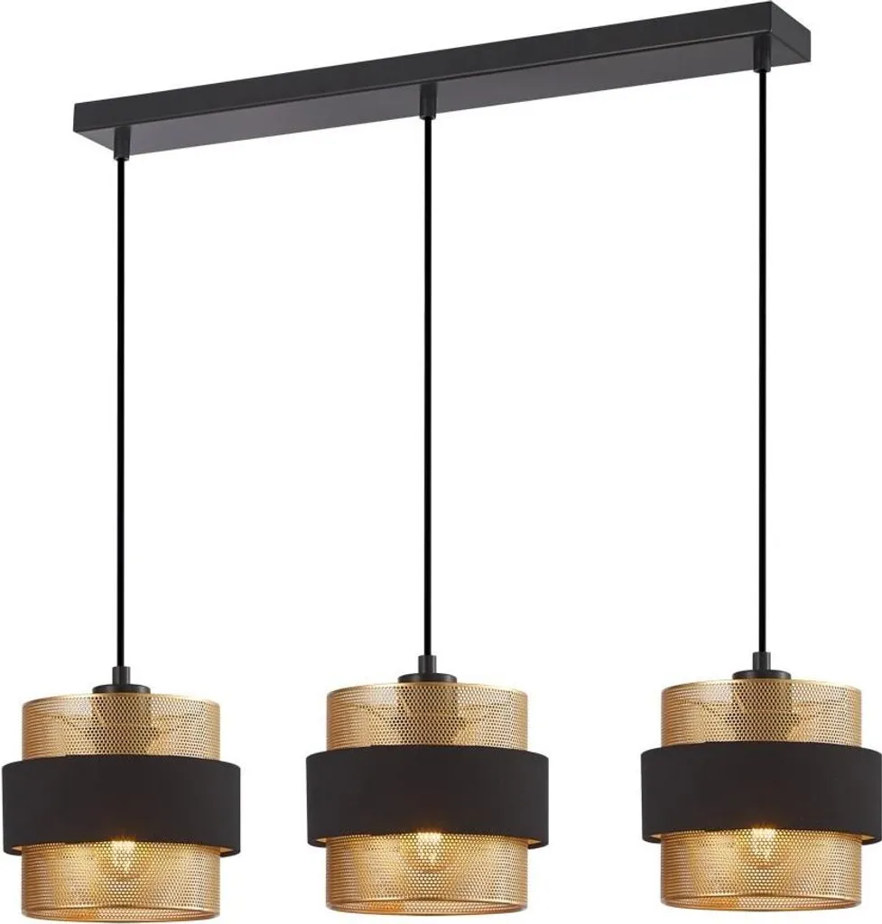 Italux BANS Lampadario 3 Luci Nero e Oro 40W E27 | Design per Soggiorno