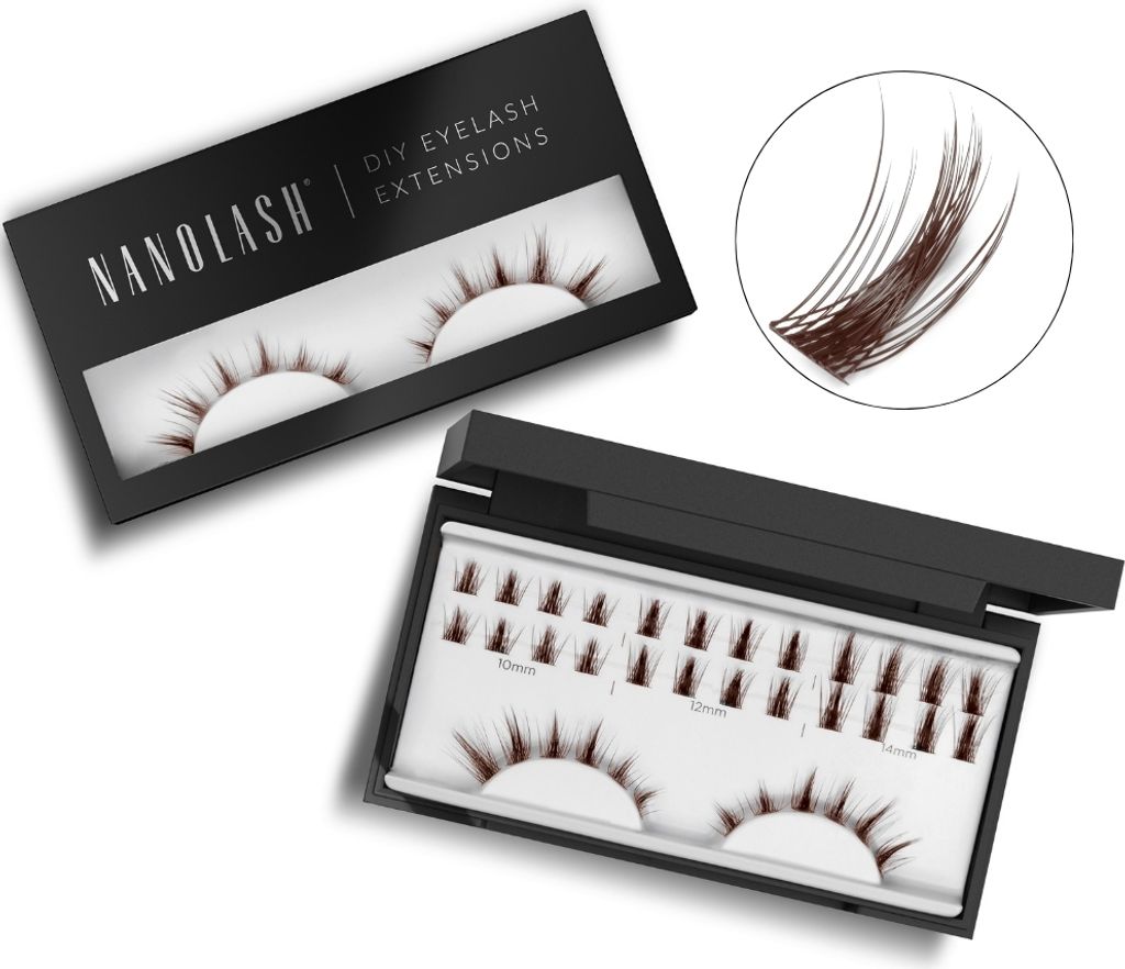 Braune cluster wimpern zur DIY Wimpernverlängerung zu Hause Nanolash FLIRTY