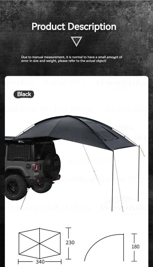 Yufeng Auto Sonnensegel - SUV Andockzelt / Seitenmarkise - Für 3-4 Personen - Wasserdicht PU2000 1500-2000 mm - Sonnenschutz UPF50+ - Alugestänge...