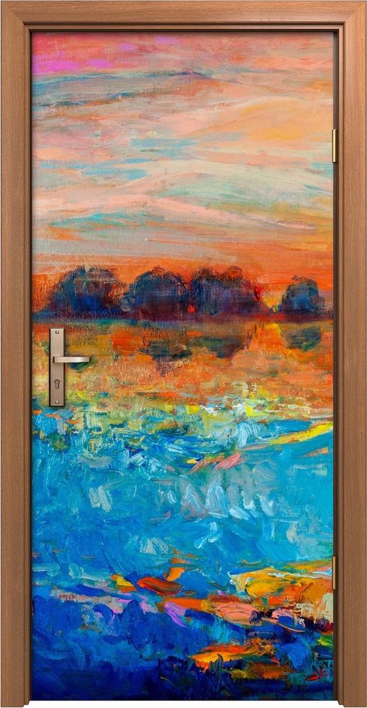 Türposter 90x200 cm Türaufkleber Türtapete Türfolie Klebefolie Landschafts wasser See und Baum