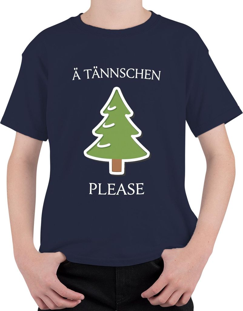 Ä TÄNNSCHEN PLEASE Weihnachten Weihnachtsbaum sächsisch Sachse Uni Kinder T-Shirt, Navy, 116