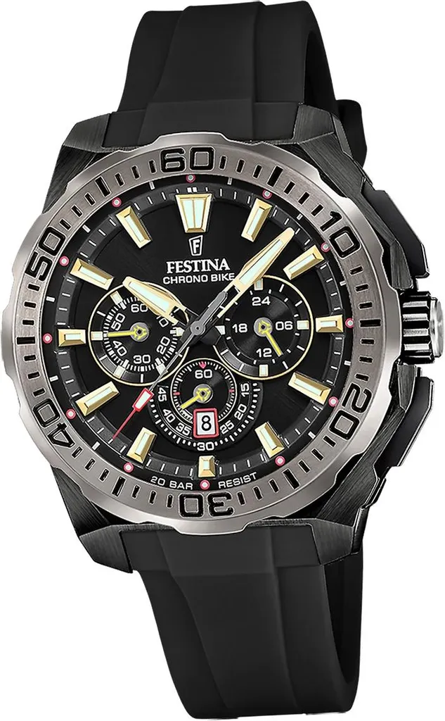 Chronographe Homme Festina Chrono Bike Noir Bracelet en Silicone Souple