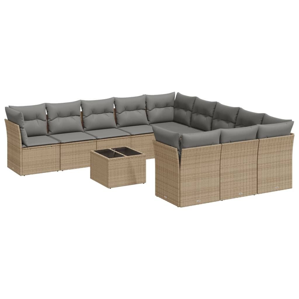 "WINTER SALE" 12-tlg. Garten-Lounge-Set - elegantes Design - Sitzgruppe/Gartengarnitur - mit Kissen Beige Poly Rattan - Terassenmöbel NeuMöbel586556
