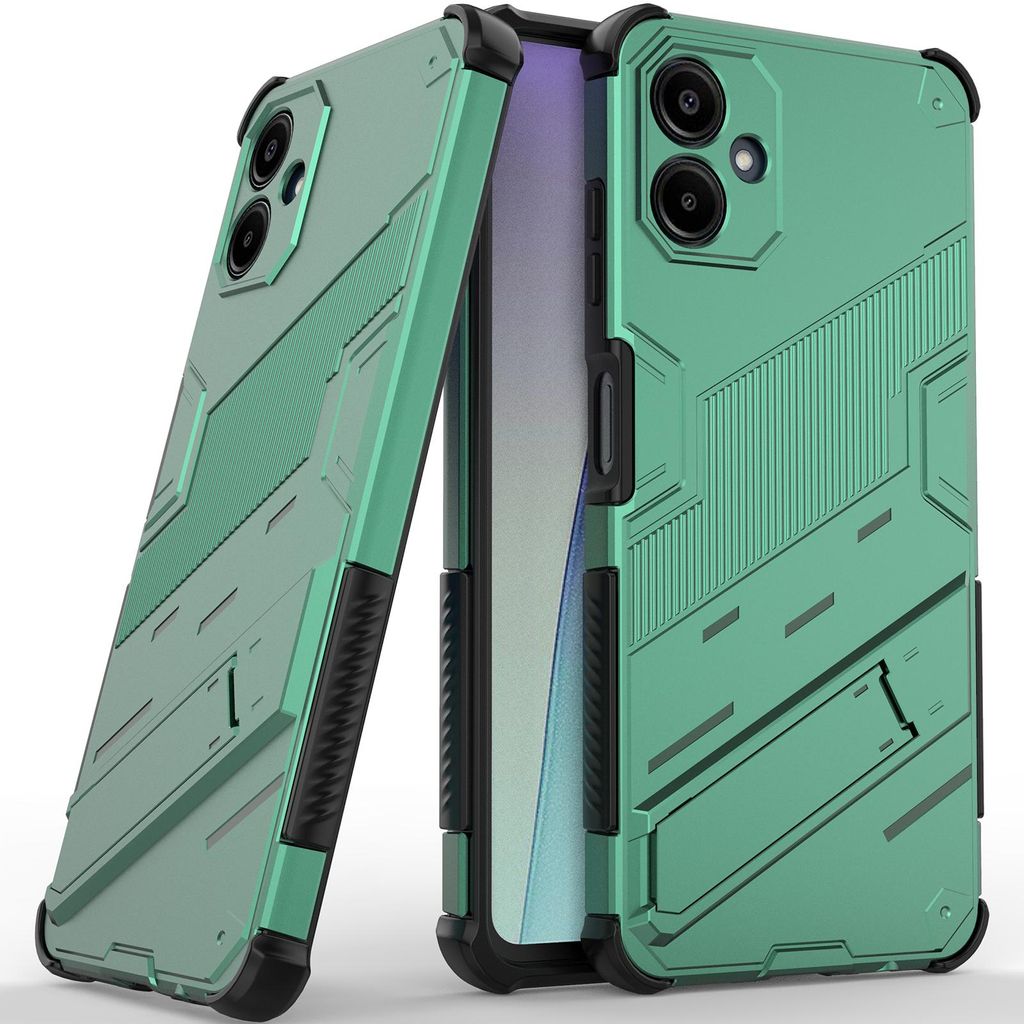Armor Hülle für Samsung Galaxy A06 5G/4G Hybrid PC TPU Bumper Stoßfestes Schutzhülle mit Standfunktion Grün