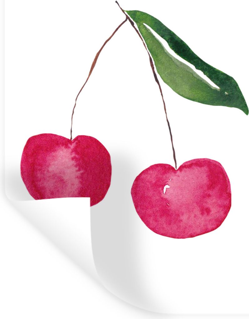 MuchoWow Wandtattoo Wandsticker Wandaufkleber Kirschen - Obst - Weiß 80x120 cm Selbstklebend und Repositionierbar - Repositionierbar - Wasser ab...