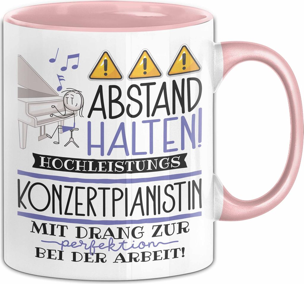 Konzertpianistin Tasse Geschenk Lustig Abstand Halten Hochleistungs-Konzertpianistin Mit Drang Zur Perfektion Bei Der Arbeit (Rosa)