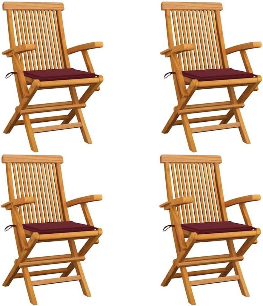 4er-Satz klappbare Gartenstühle aus massivem Teakholz, Produktbild 