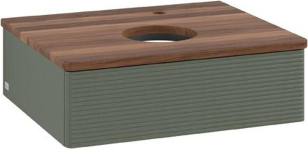 V&B Waschtischunterschrank mit Frontstruktur Antao 60x19x50cm, HL, WBP w wa, lea gre. m Lac