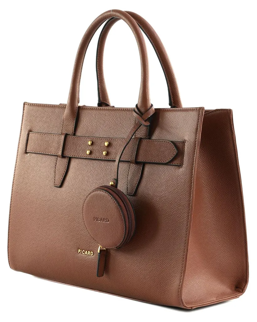 Picard Chic Way Shopper Cognac - Grand Sac à Main en Cuir de Vachette