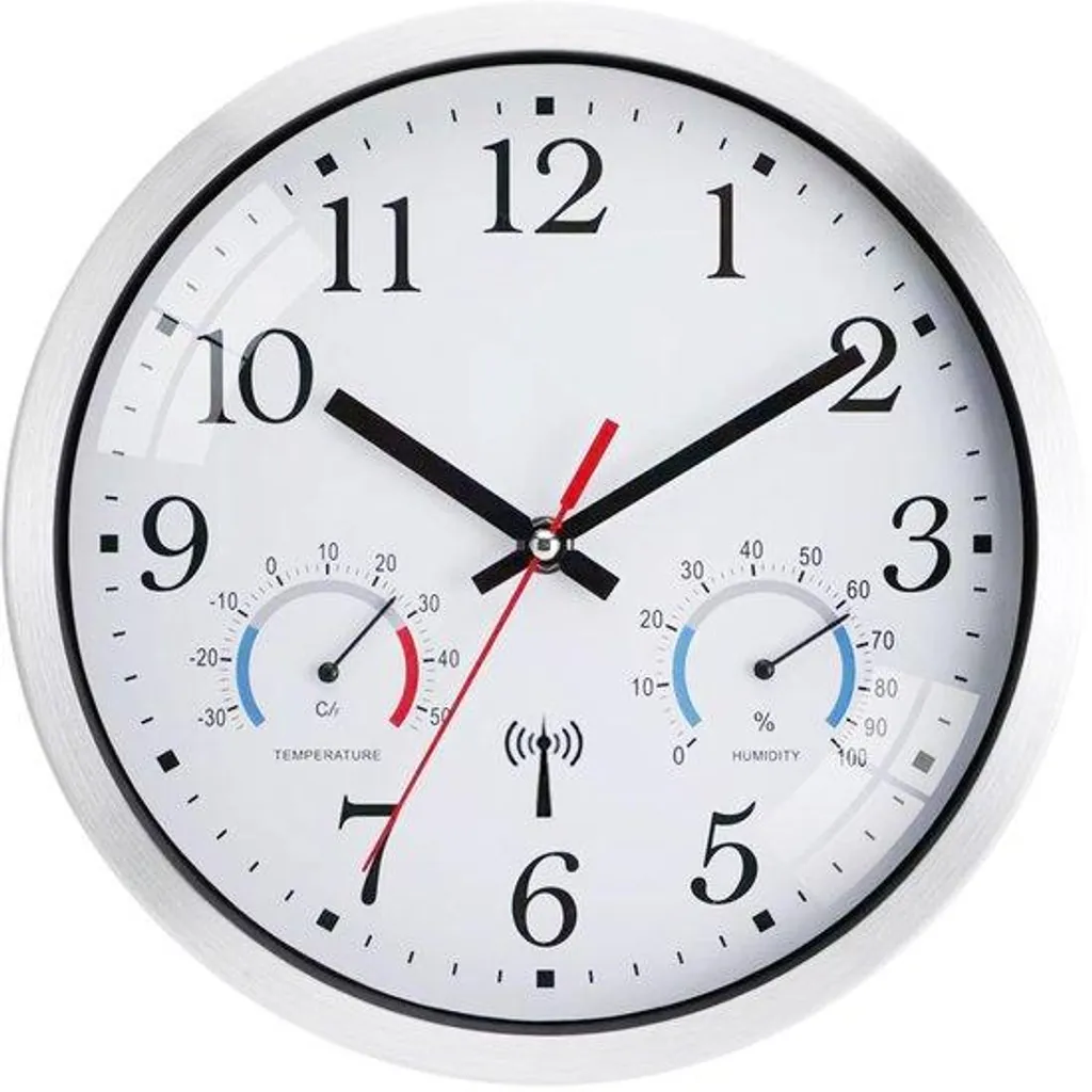 Horloge murale radio-pilotée idéale pour bureau, température incluse