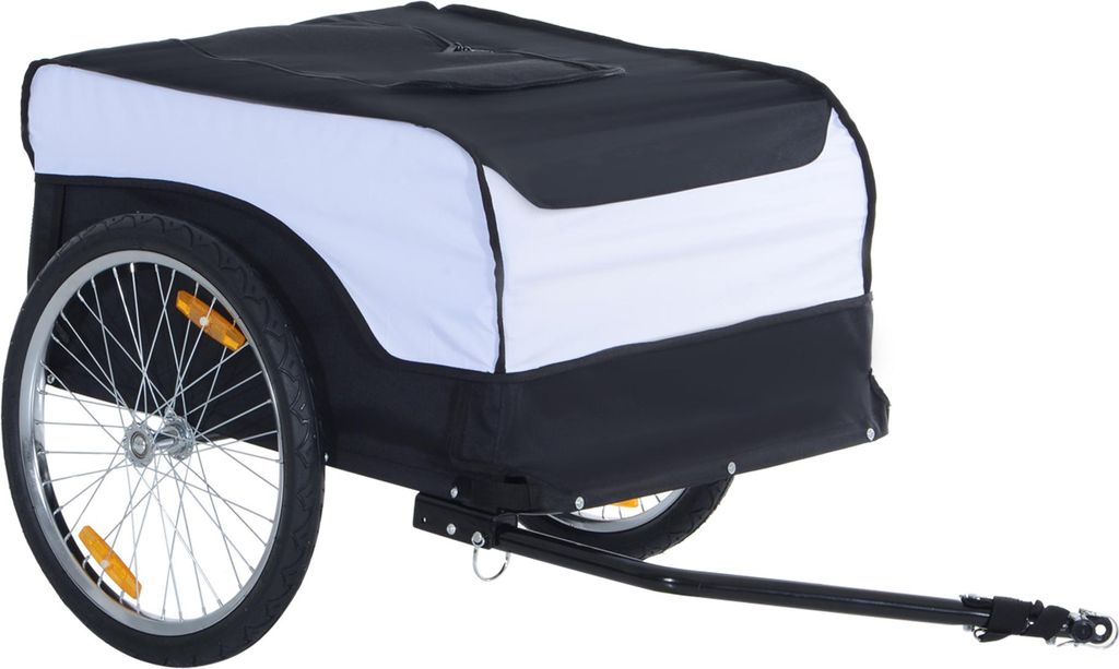 Fahrradanh?nger Lastenanh?nger Belastbarkeit max. 40 kg Transportanh?nger Handwagen Lasten-Fahrradanh?nger Wei?+Schwarz Stahl Oxford 140 x 77 x 65 cm