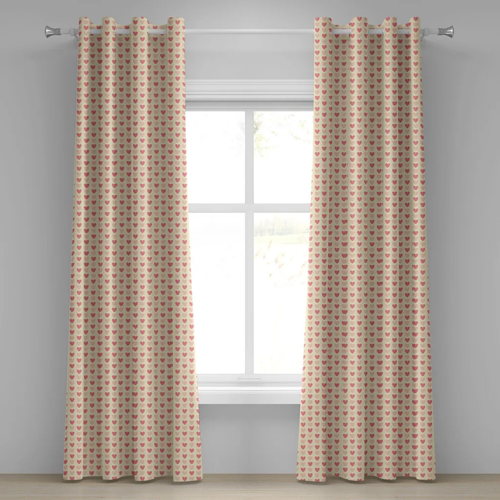 Rideaux décoratifs 2 panneaux à motifs cœurs pour chambre et salon 245cm