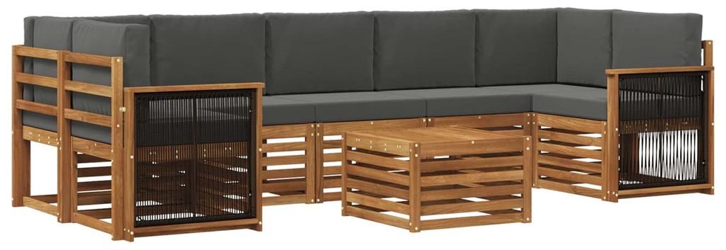 vidaXL Outdoor-Sofagarnitur mit Kissen 8 pcs Natur und Anthrazit