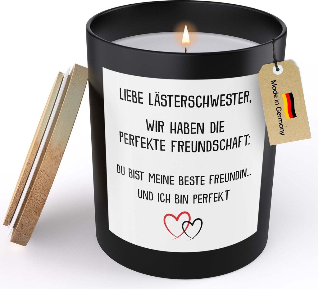 22Feels Beste Freundin Geschenk Freundschaft Frauen Spruchkerze Sojawachs Kerze im Glas BFF Bestie Geburtstag Handgemacht mit Spruch Duft Nachhalti...