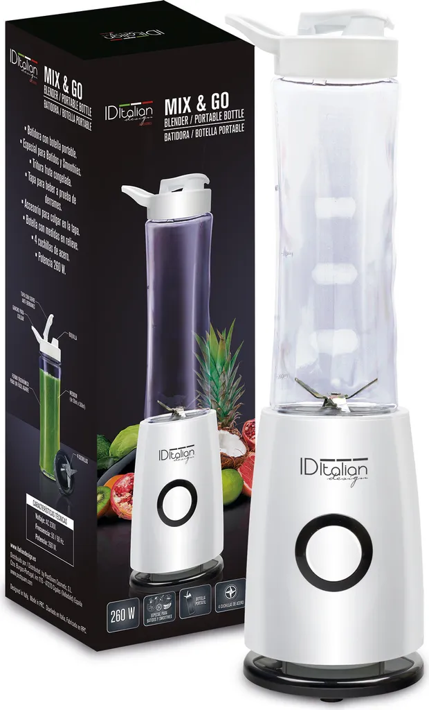 Mixeur Bouteille Portable et Blender Individuel pour Smoothies 260W Noir